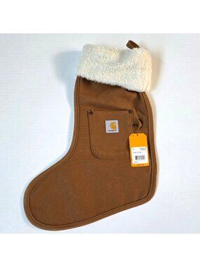 Carhartt Christmas Stocking Brown Duck Canvas Sherpa Trim NEW